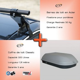 Pack Barres et Coffre de toit fixation portières ECO 100