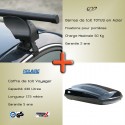 Pack Barres de toit Totus 130 cm fixation portières et Coffre toit  - 125