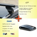 Pack Barres de toit Totus 130 cm fixation Railing et Coffre toit  102