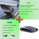 Pack Barres de toit alu Totus 130 cm fixation portières et Coffre toit  - 140