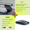 Pack Barres de toit alu Totus 112 cm pour points de fixation intégrés et Coffre toit  - 085
