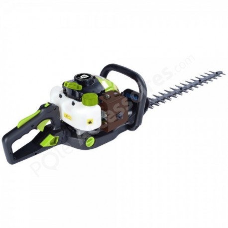 Taille-haie thermique 2 temps 2 lames 610 mm double tranchant en acier trempé.