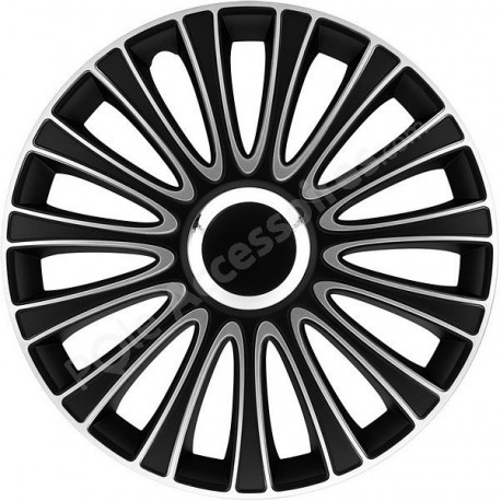 Lot de 4 enjoliveurs de roues 14 pouces LE MANS noir argent