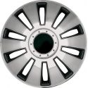 Enjoliveur 16 pouces noir et argent SILVERSTONE - pack 4 enjoliveurs