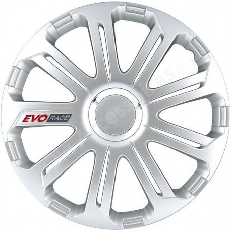 Enjoliveur 14 pouces argent EVO RACE - pack 4 enjoliveurs